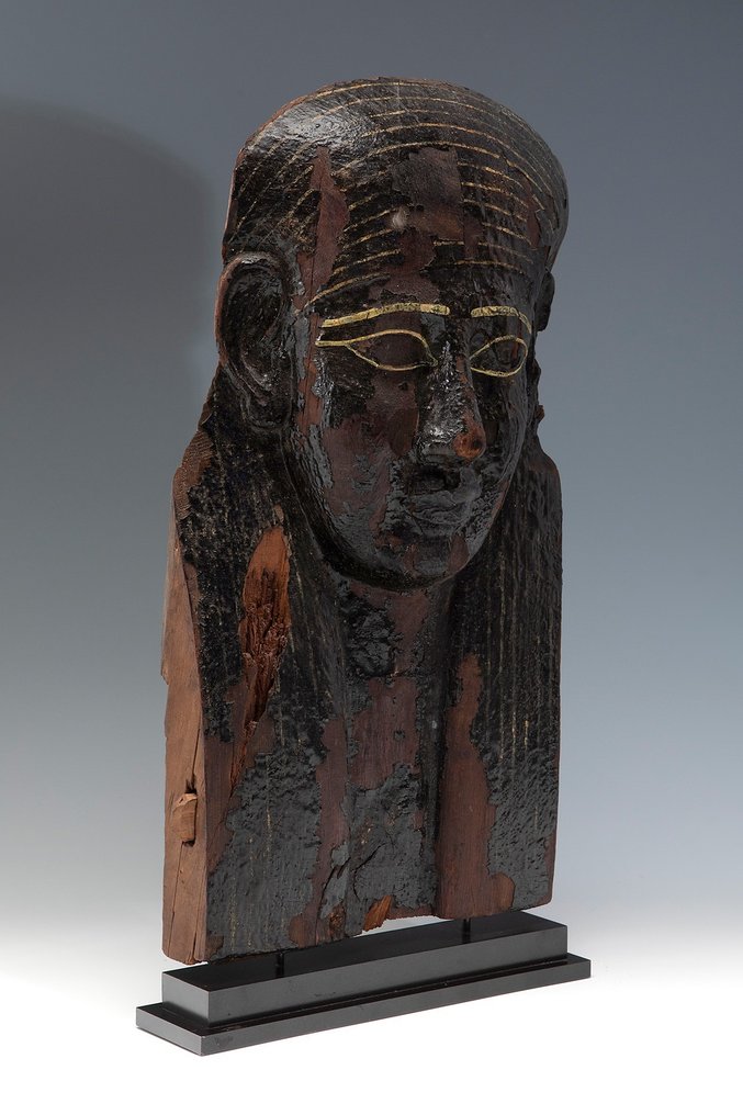 Egiptul Antic Lemn Mască de sarcofag. 48 cm H. Capodopera. Perioada târzie, 664 -332 î.Hr. Publicat. #2.1