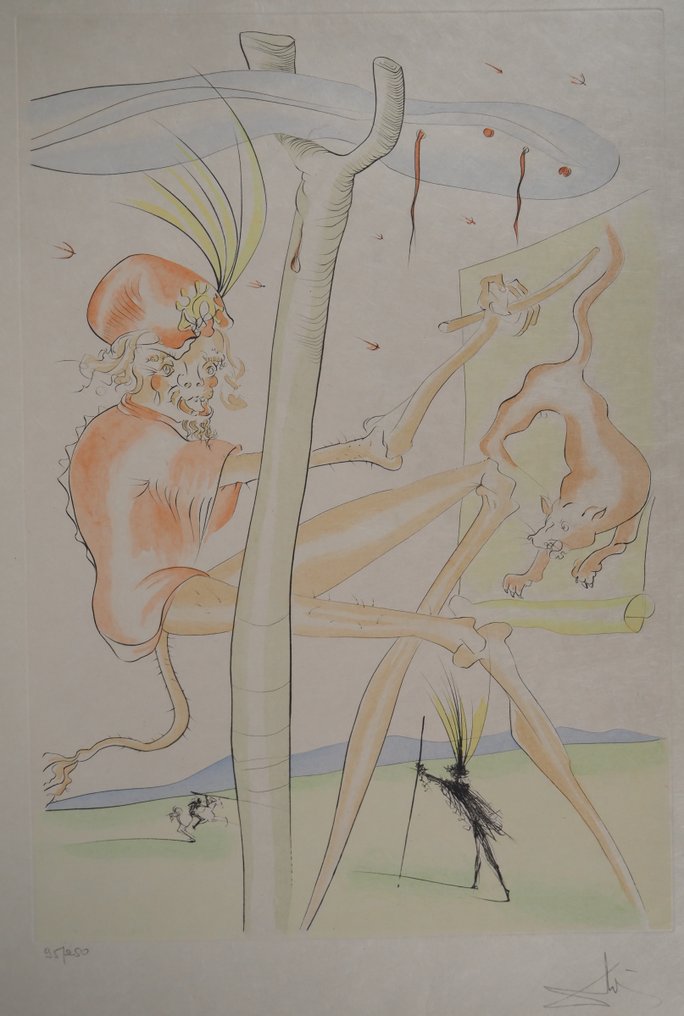 Salvador Dali (1904-1989) - Le Bestiaire de La Fontaine : Le Singe et le Léopard #1.0