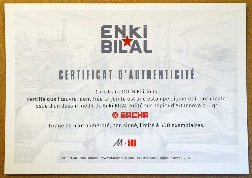 Bilal, Enki - 1 色素版画 - Sacha - 2020 #3.2