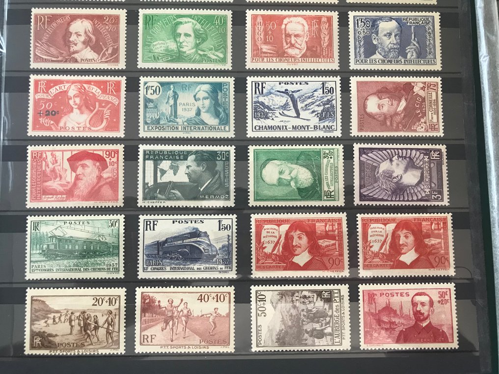 Frankrig 1936/1937 - To årsager uden transatlantisk flyvning og Victoire de Samothrace. - Yvert 309/371 #2.1