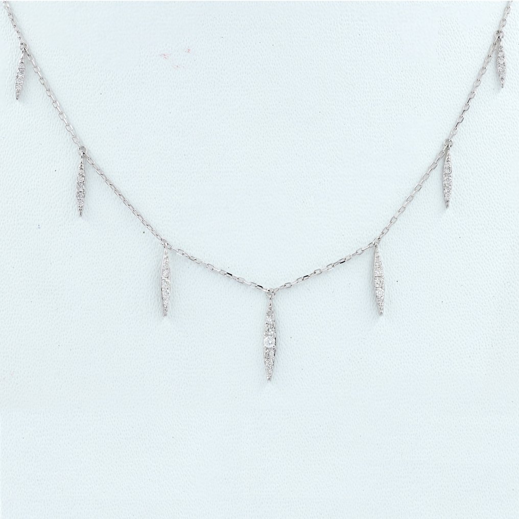 Halskette mit Anhänger - 14 kt Weißgold -  0.34 tw. Diamant  (Natürlich) #1.2