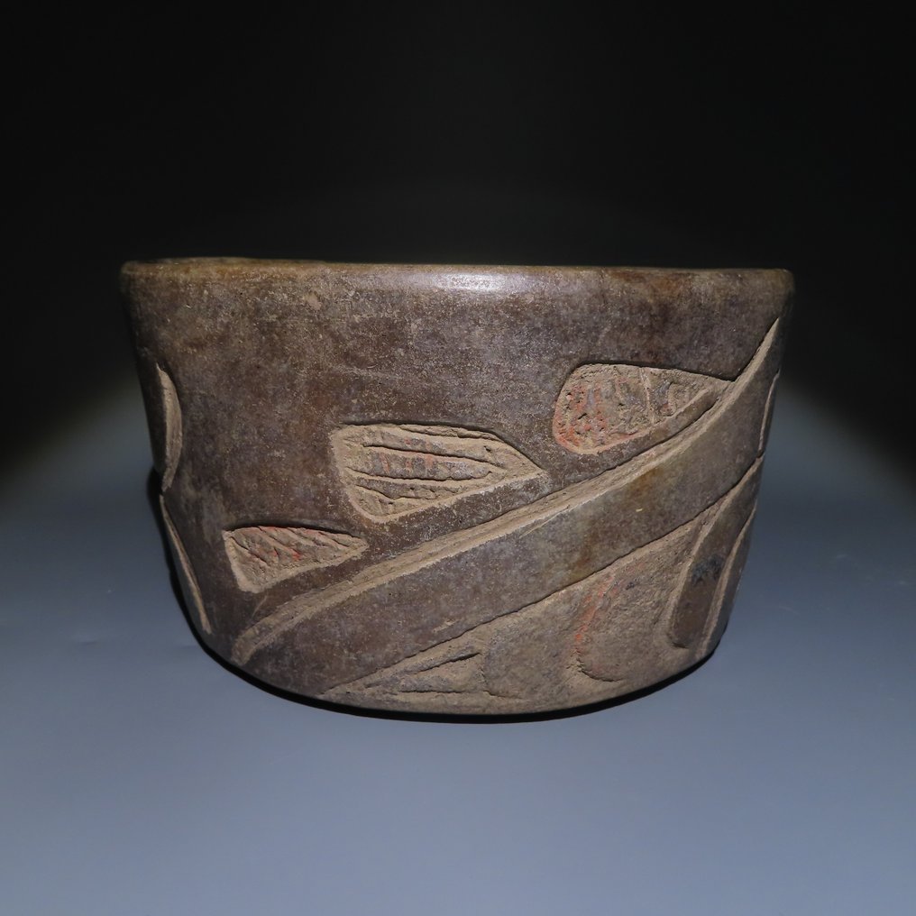 Olmeca. Messico Terracotta Vaso decorato. C. 1.200 - 900 a.C. 19,5 cm D. Con licenza di importazione spagnola. #1.2