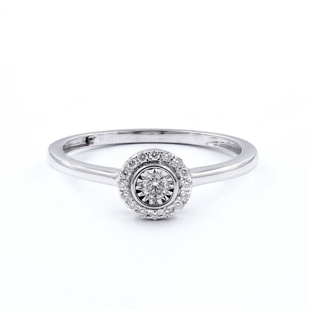 沒有保留價 - 戒指 - 14 克拉 白金 -  0.11ct. tw. 鉆石 (天然)  #3.2