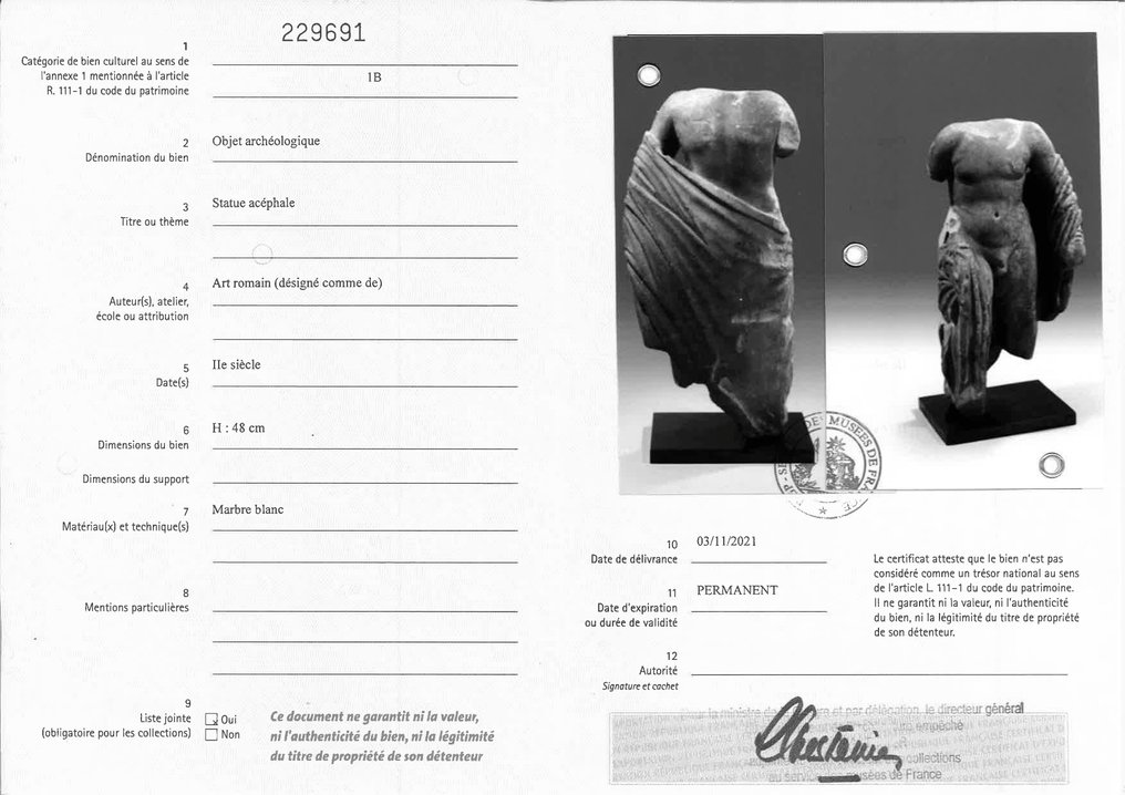 Αρχαία Ρωμαϊκή Μάρμαρο Σημαντικό άνω μέρος του Γανυμήδη. 2ος αιώνας μ.Χ. 47 εκ. ύψος. Άδεια εξαγωγής από την Ισπανία και #4.3