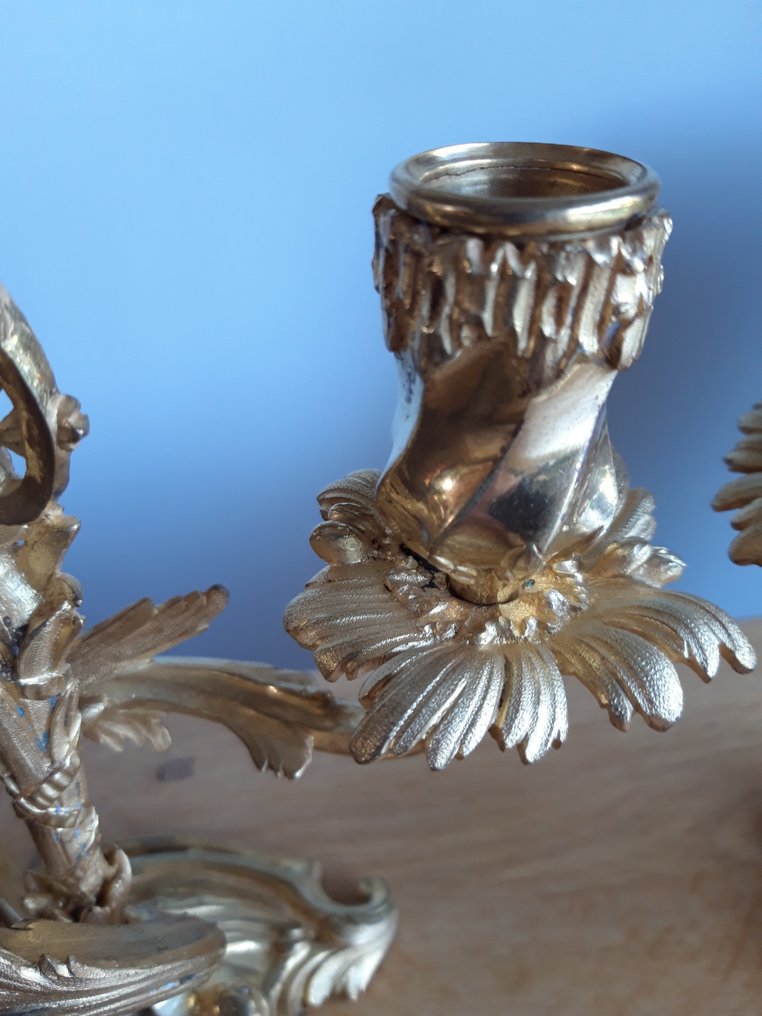 美麗的 Ormolu 鍍金燭台，適用於 Pendule。 - 铜鎏金 - 19世紀下半葉 #2.1