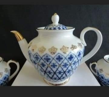 Lomonosov Imperial Porcelain Factory - Kaffeeservice für 4 Personen (11) - Porzellan - Rete Cobalto #3.1
