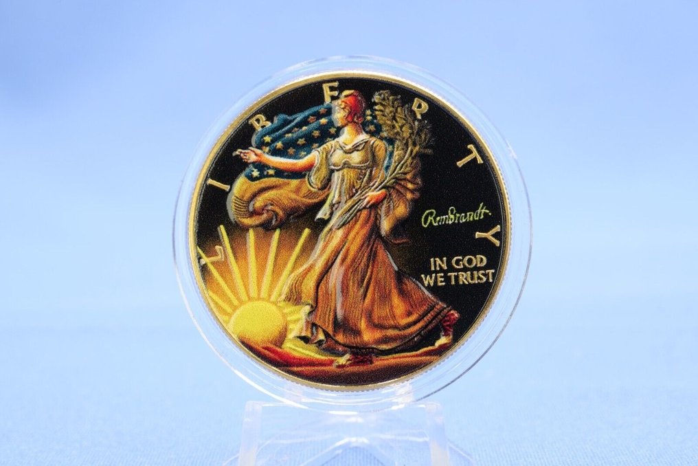 World. 2015 - Rembrandt Set Mexico, USA, Great Britain - 3 x 1 Oz with  BOX and COA #3.2