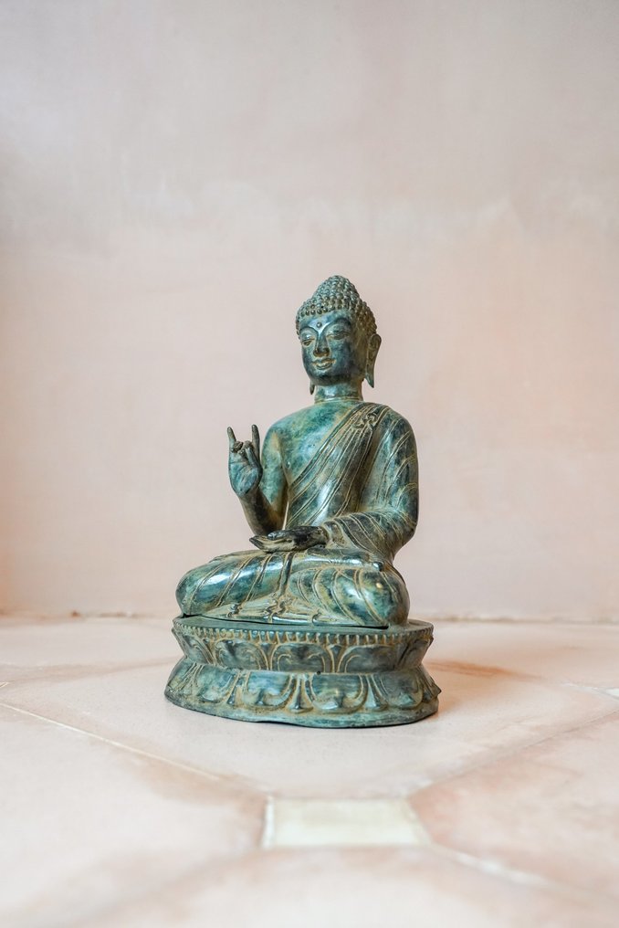 Γλυπτό, Bronze sculpture of Buddha Vitarka Mudra - Patinated - 27 cm - Μπρούντζος #3.2