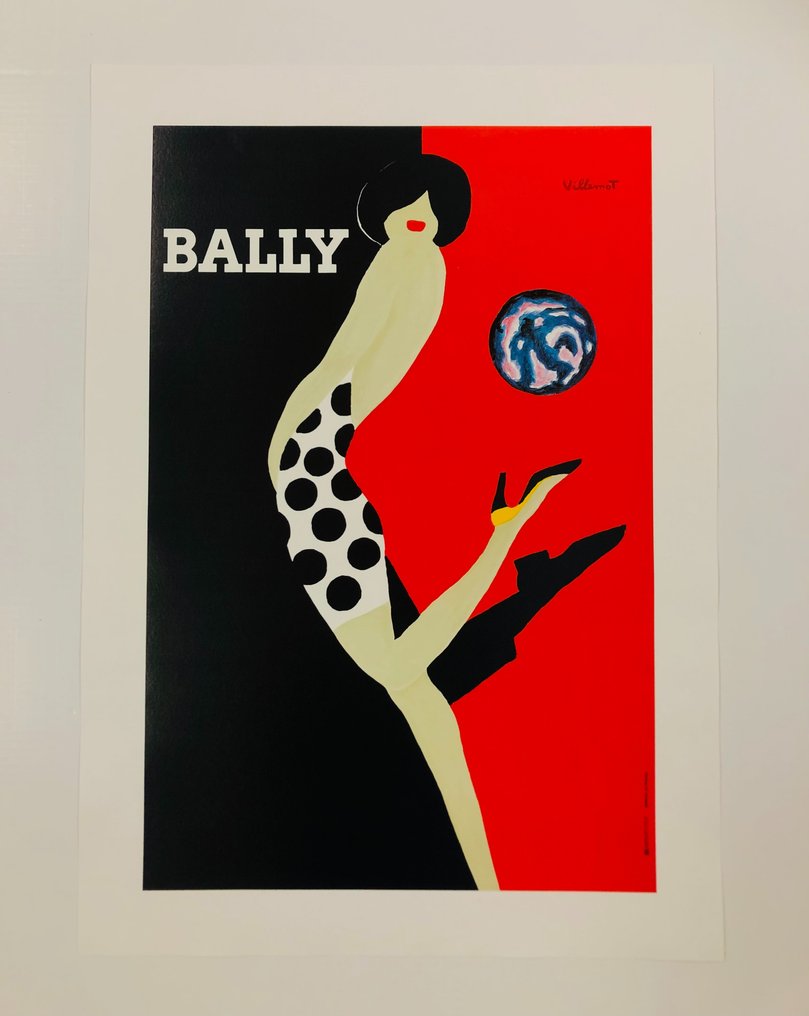 Bernard Villemot - Bally Femme Au Ballon (linen backed on canvas) - Lata 80. #1.0