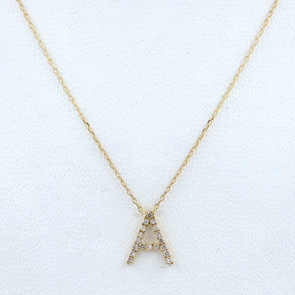 Sans prix de réserve - Collier avec pendentif - 14 carats Or jaune - 0.07ct. tw. Diamant (Naturelle) #2.1