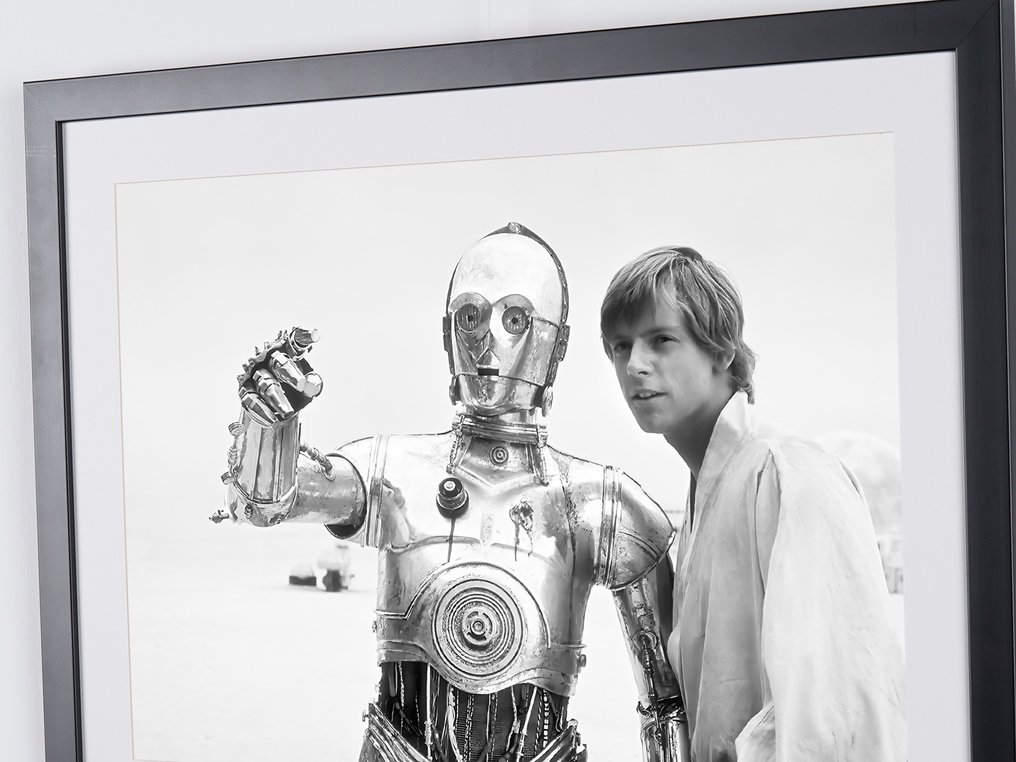 Star Wars - Luke Skywalker (Mark Hamill) and C-3PO (Anthony Daniels) - Fine Art Photography - Luxury Wooden Framed 70X50 cm - Limited Edition Nr 01 of 30 - Serial ID 17041 - Original Certificate (COA), Hologram - 100% New. Shipping Reduction from 3 items #3.2