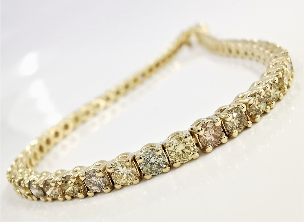 Ei pohjahintaa - Rannekoru - 14 kt. Keltakulta - 6.78ct. tw. Timantti (Luonnollinen) - Timantti #4.3