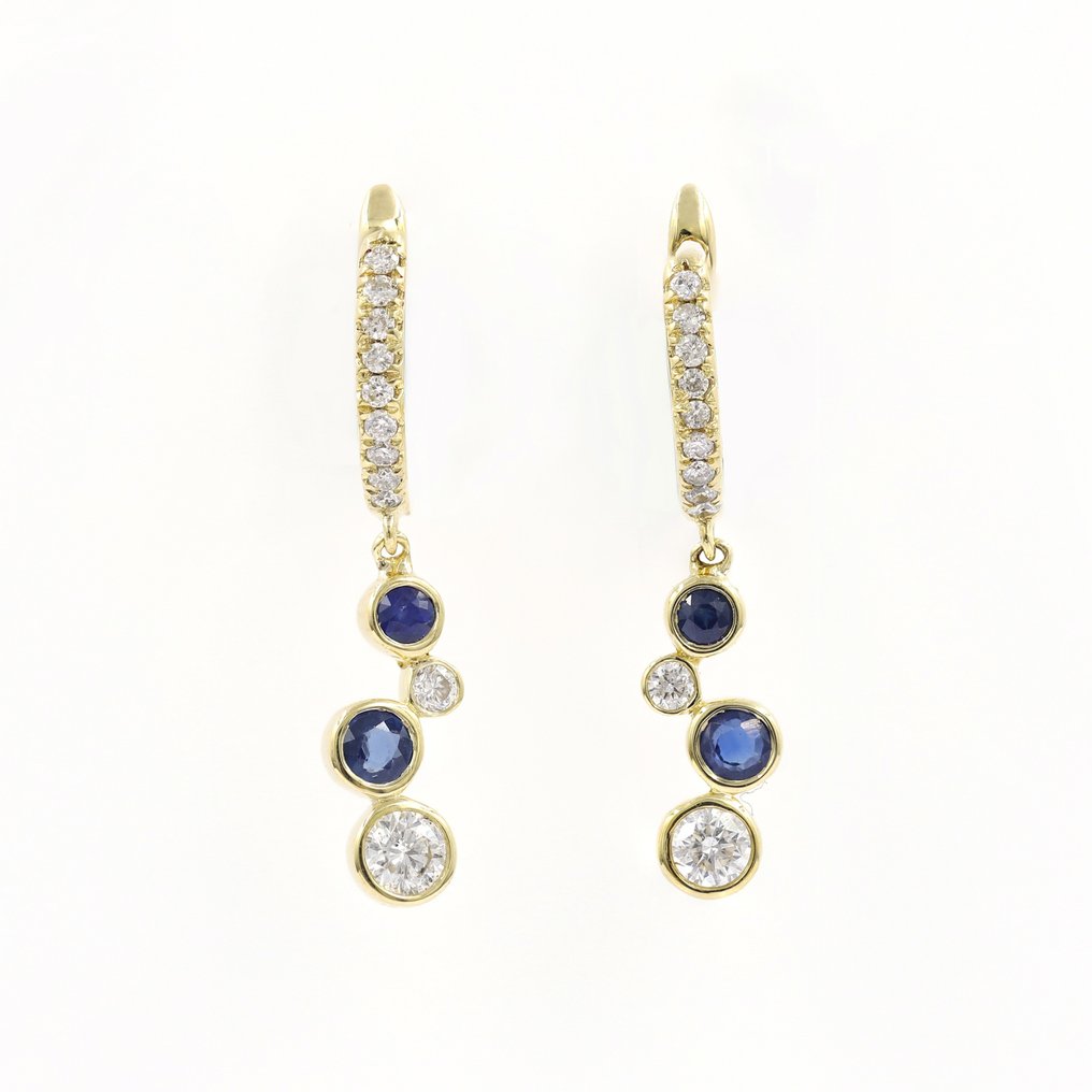 Earrings - 14 kt. Yellow gold -  0.59ct. tw. Sapphire - Diamond #1.1