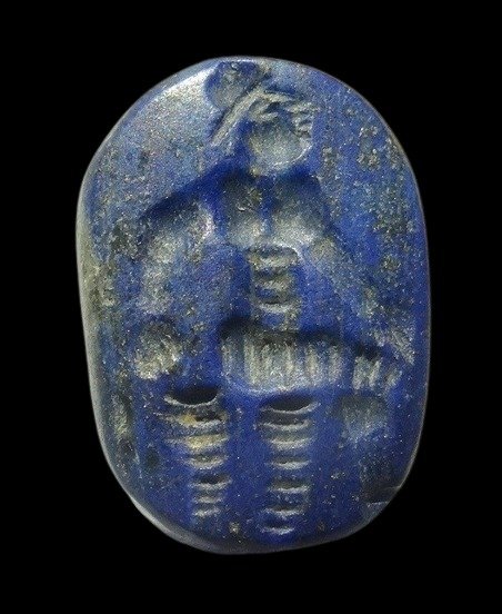 Sassanide - Nagy pecsétviasz Lapis Lazuliból - sisakos király - Kr. e. 3. / 6. század #4.3