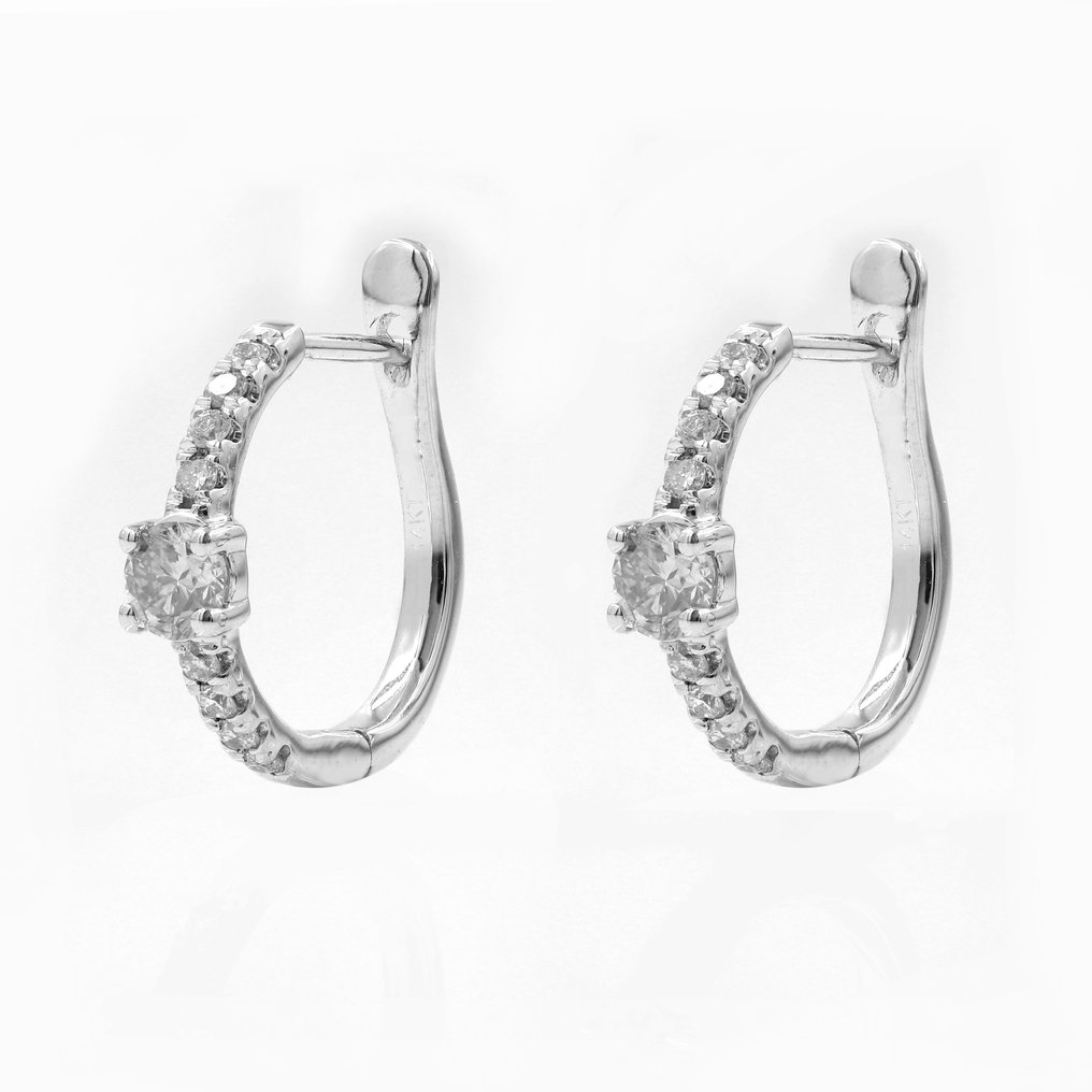 耳環 - 14 克拉 白金 - 0.52ct. tw. 鉆石 (天然) #1.0