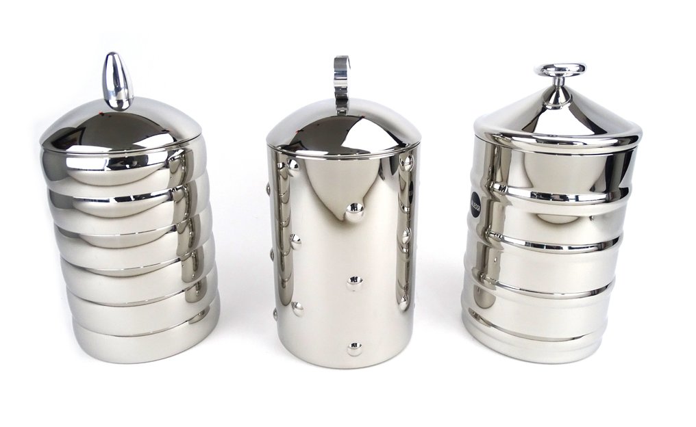 Alessi - CSA - Clare Brass - Container (3) - Kalistò 1, 2 & 3 - 18/10 roestvrij staal met knop in aluminium #2.1