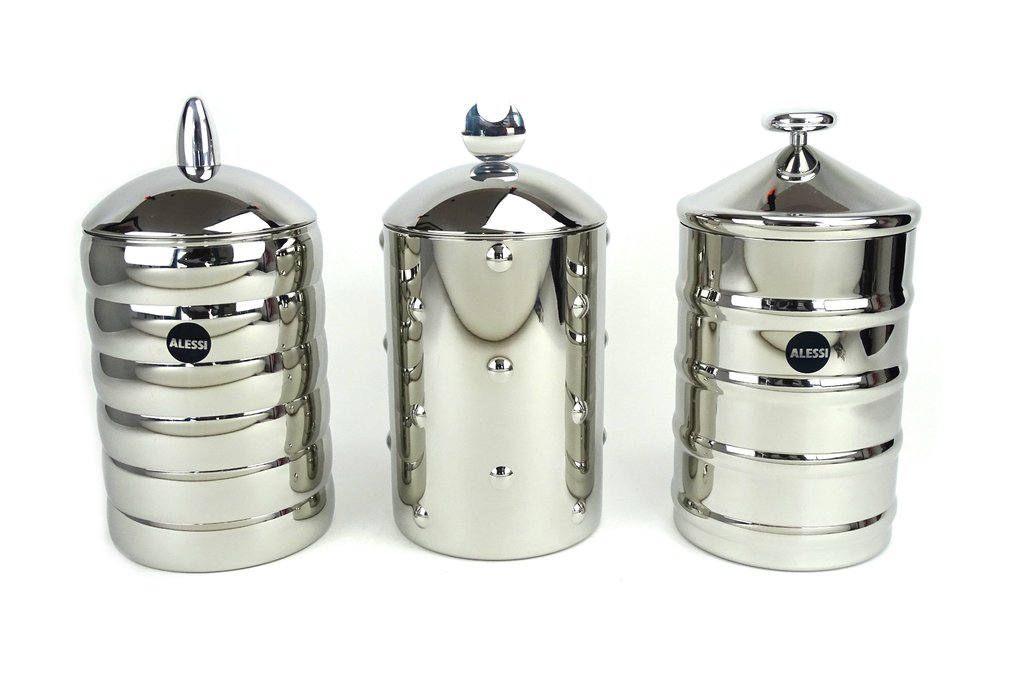 Alessi - CSA - Clare Brass - Container (3) - Kalistò 1, 2 & 3 - 18/10 roestvrij staal met knop in aluminium #1.0