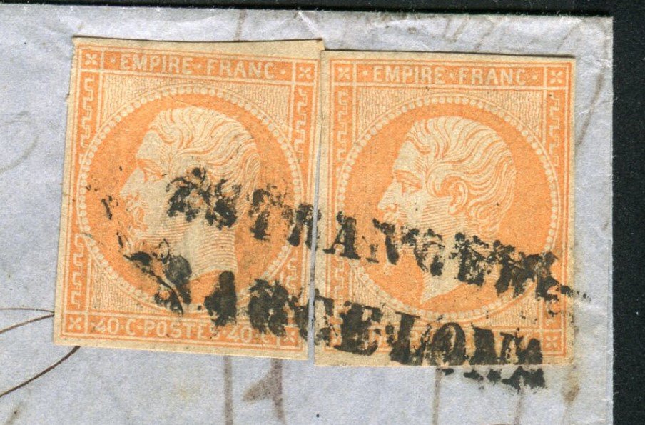 Γαλλία 1860 - Σπάνια διπλή επιστολή από τη Μασσαλία προς το Αλικάντε - σφραγίδα ESTRANGERO BARCELONA #2.1