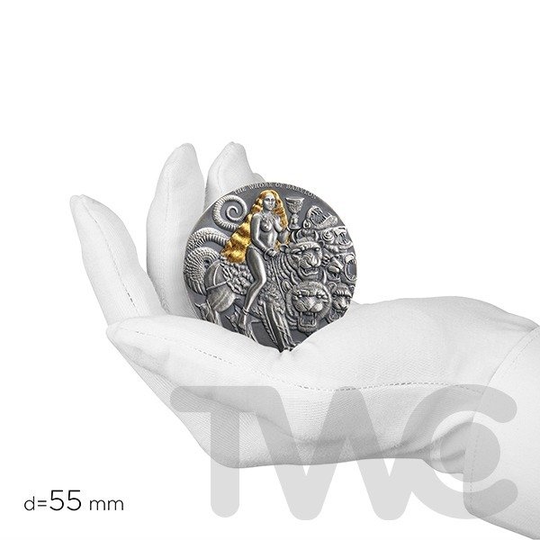 Camerun. 3000 Francs 2022 - The Whore of Babylon Apocalypse Antique finish Silver Coin - 3 oz #3.2