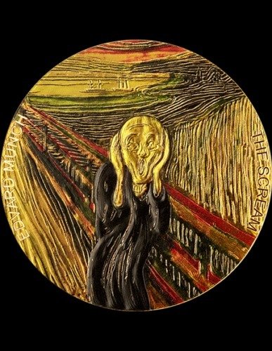 Ghána. 10 Cedis 2022 The Scream - Edward Munch, 2 Oz (.999) #1.1