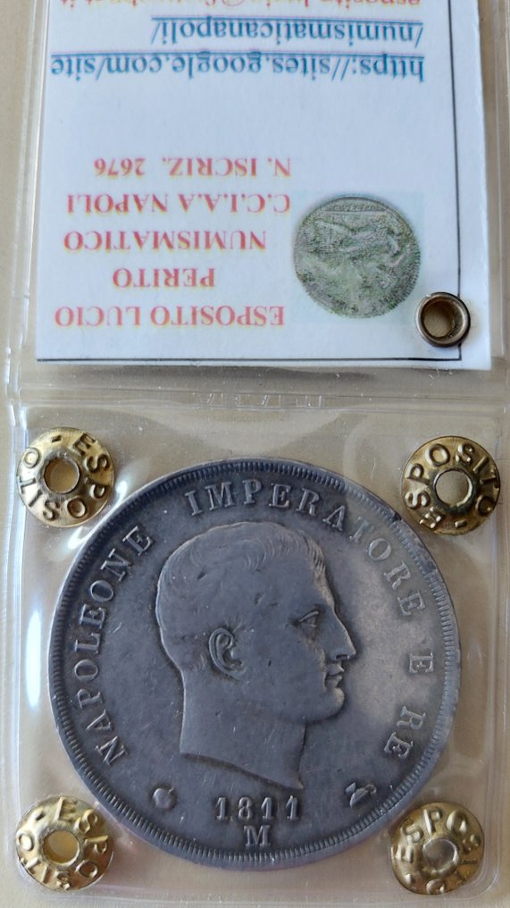 意大利， 王国 （拿破仑） 拿破仑一世 (1804-1814). 5 Lire 1811 Milano #1.0