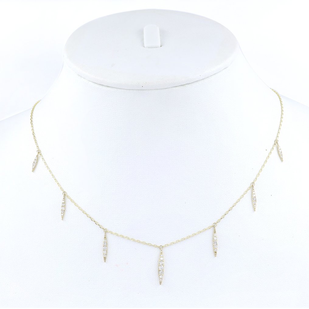 Halsband med hänge - 14 kt Gult guld Diamant #1.1