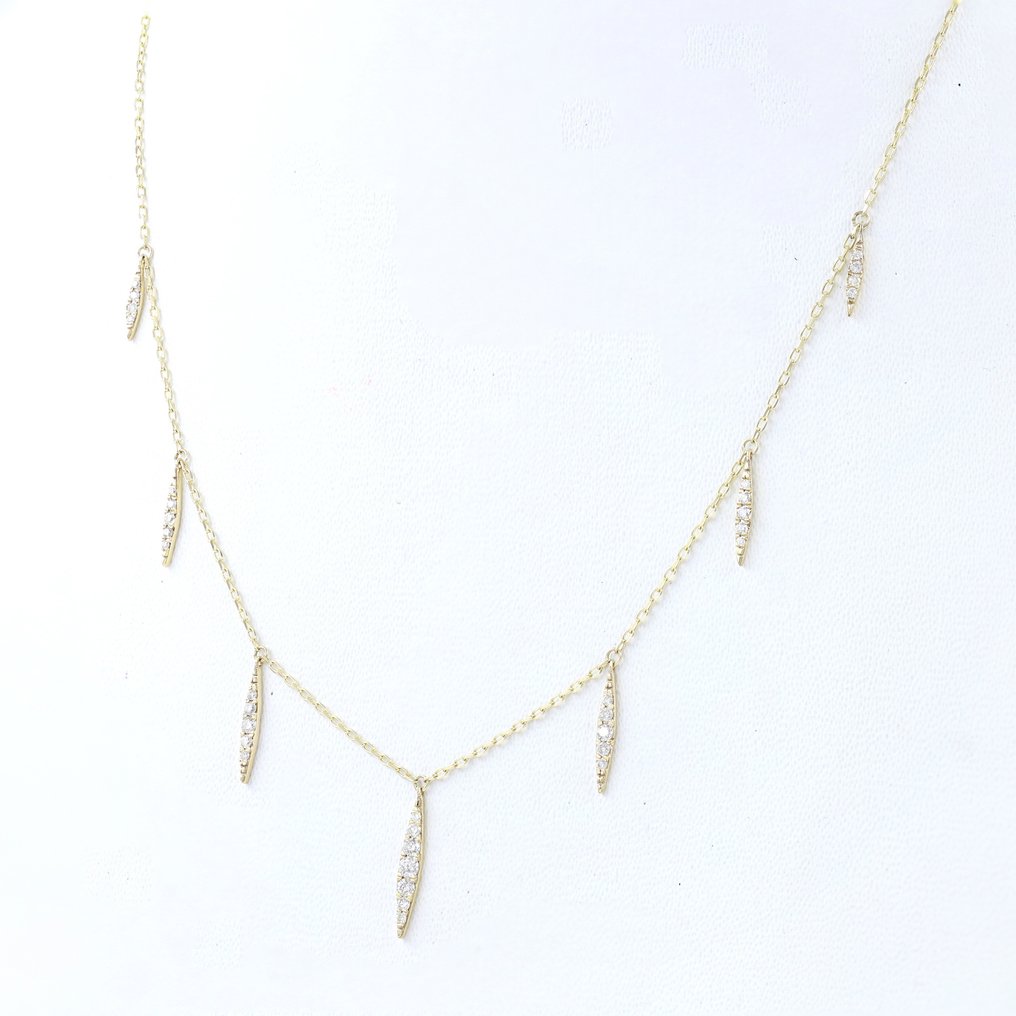 Halsband med hänge - 14 kt Gult guld Diamant #2.1
