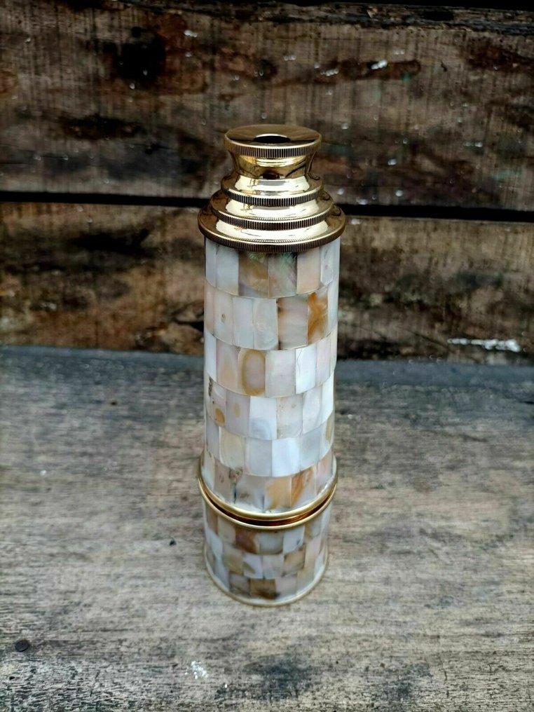 Maritime Objekte - Maritieme messing telescoop parelmoer verrekijker 46CM! met superieur lens!! - Lackiertes Messing #3.2