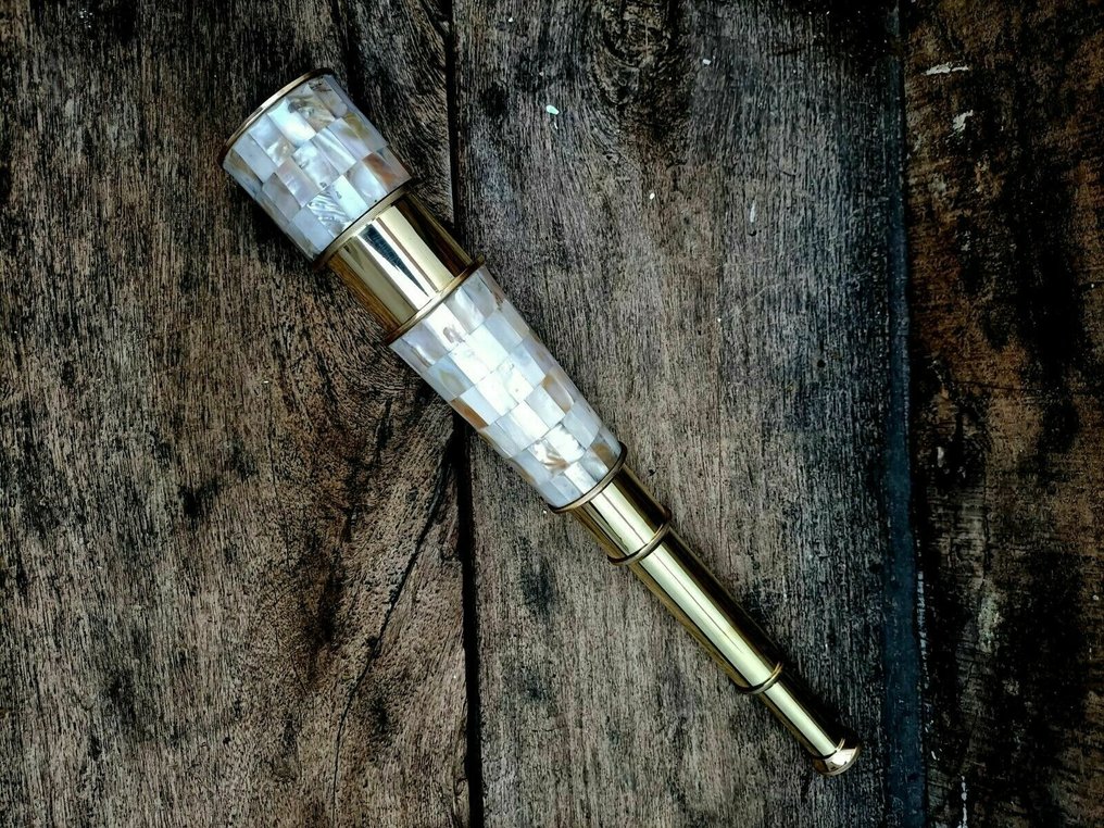 Maritime Objekte - Maritieme messing telescoop parelmoer verrekijker 46CM! met superieur lens!! - Lackiertes Messing #2.1