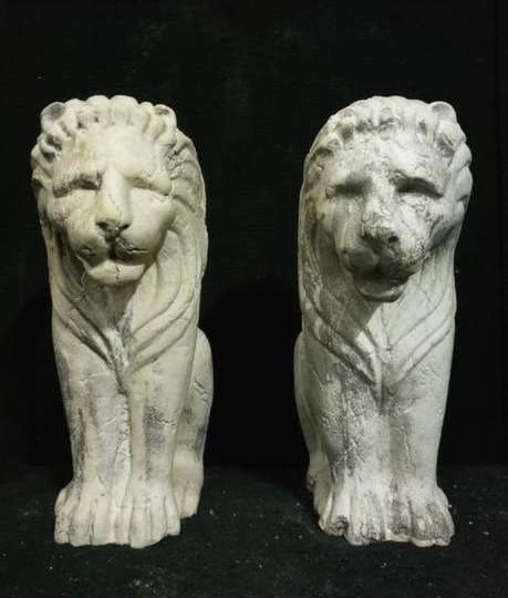 Skulptur, Ett par lejon (2) - Sten (mineralsten) - Sent 1800-tal #1.1