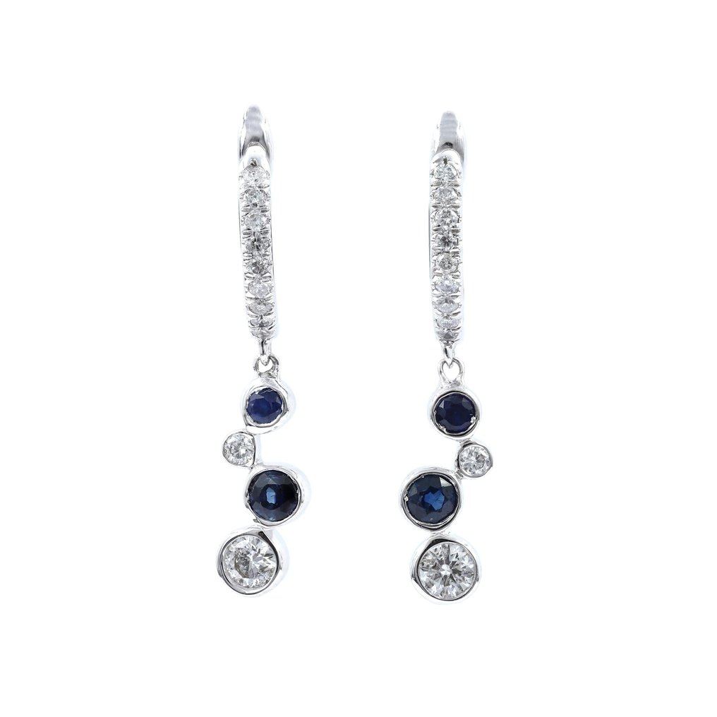 Earrings - 14 kt. White gold -  0.59 tw. Sapphire - Diamond  #1.1