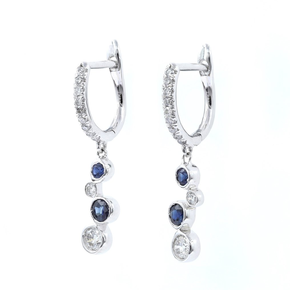 Earrings - 14 kt. White gold -  0.59 tw. Sapphire - Diamond  #1.2