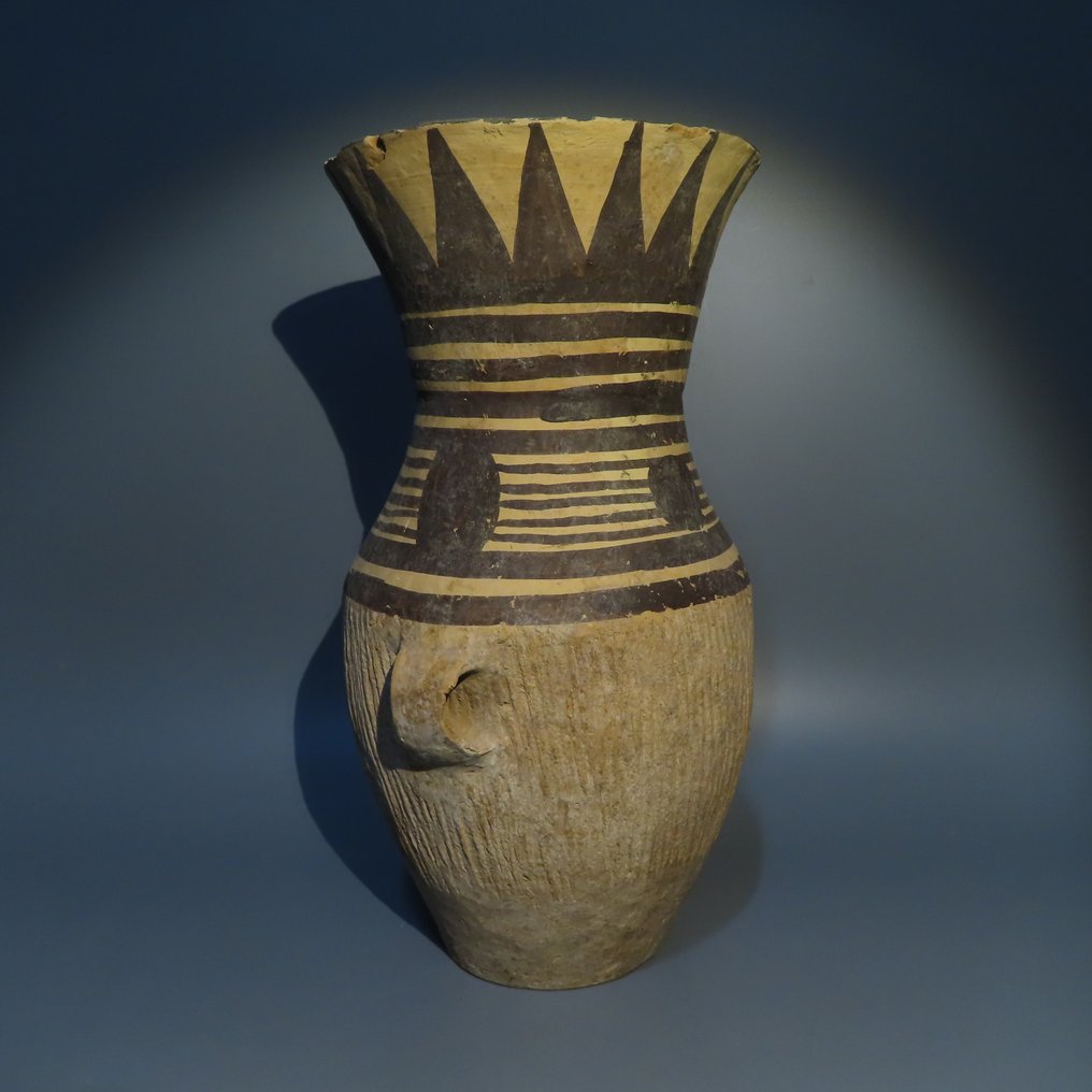 China Antică Ceramică Vas cu două hale. Cu test TL. H. 13 cm. Neolitic, 3000 î.Hr. Licență de export spaniolă. #2.1