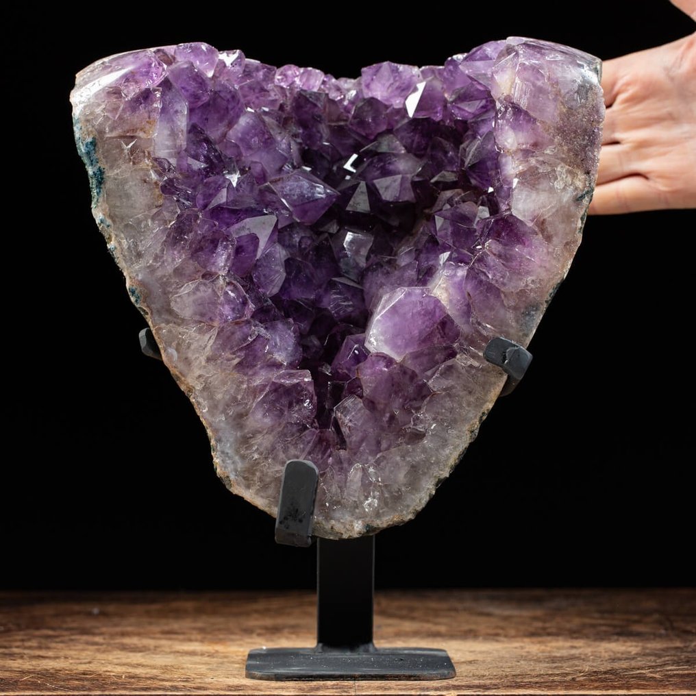Hochwertiger dunkelvioletter Amethyst – sehr große Kristalle Druzy auf Basis - Höhe: 280 mm - Breite: 230 mm- 5420 g #1.1