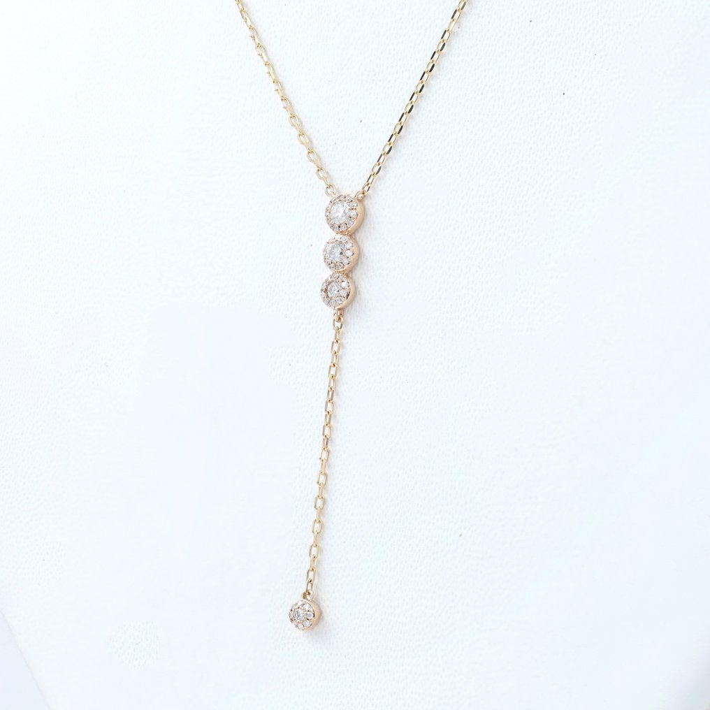 Necklace with pendant - 18 kt. Rose gold Diamond  (Natural) #2.1