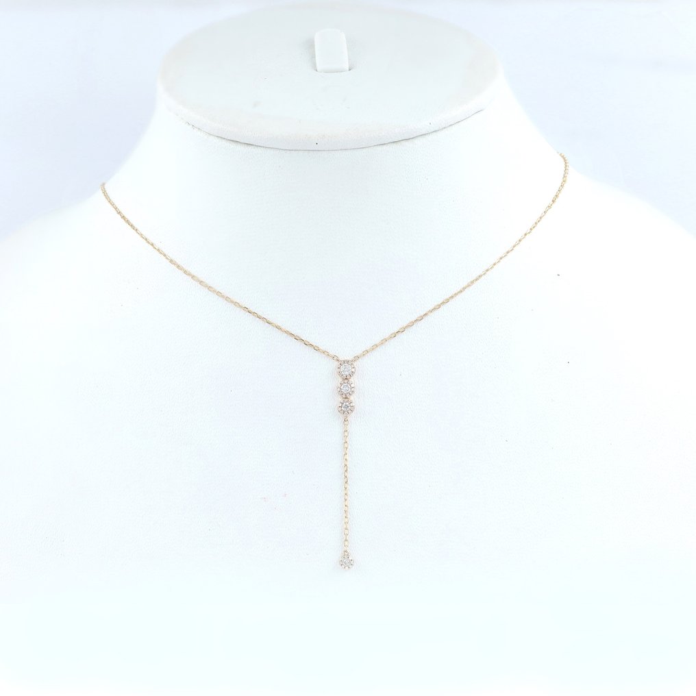 Necklace with pendant - 18 kt. Rose gold Diamond  (Natural) #1.2