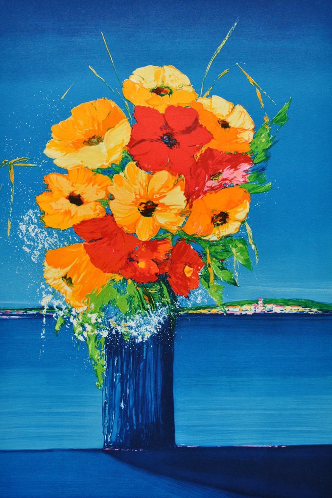 Serge Fenech (1951) - Bouquet fleuri face à la mer #1.0