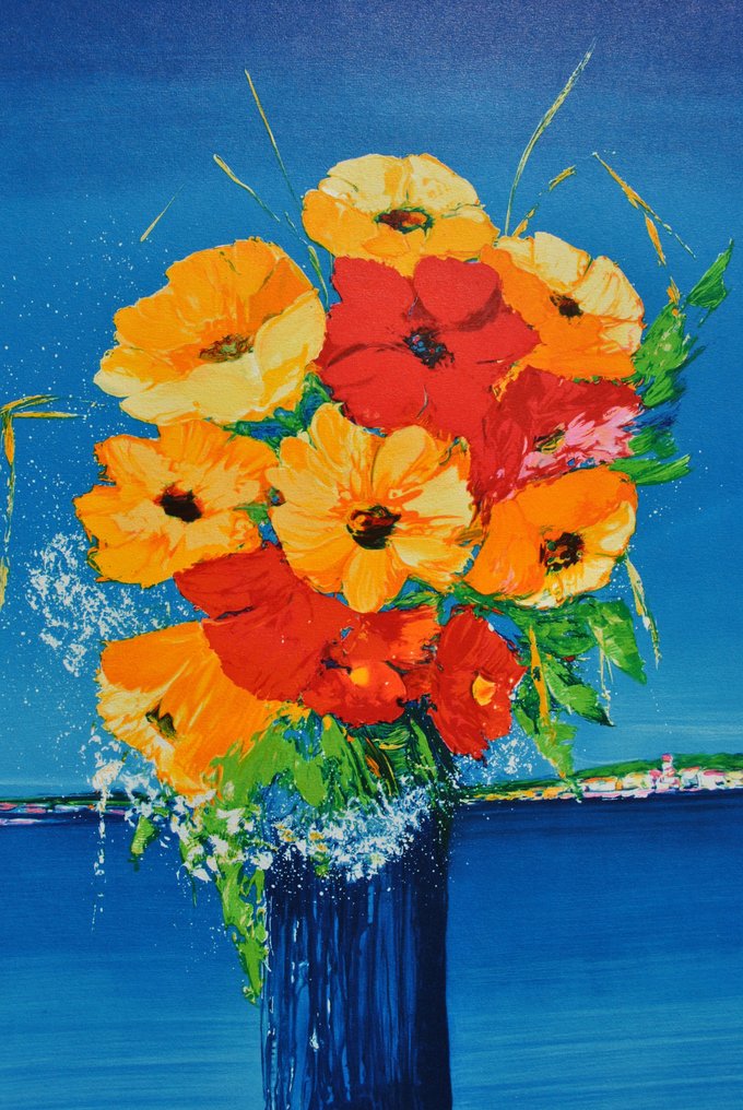 Serge Fenech (1951) - Bouquet fleuri face à la mer #4.3