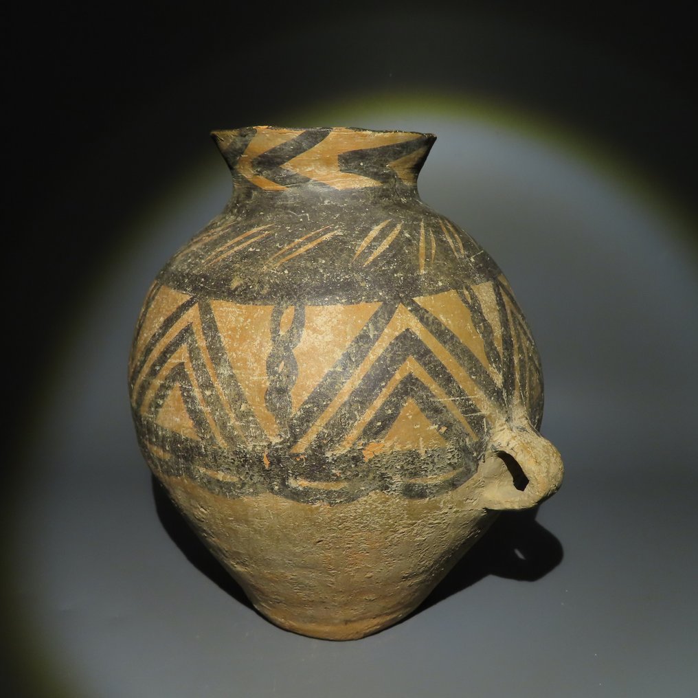 Antico cinese Terracotta Vaso a vaso globulare. Con il test TL Neolitico, c. 2655-2330 a.C. 26 cm H. Licenza di esportazione #1.2