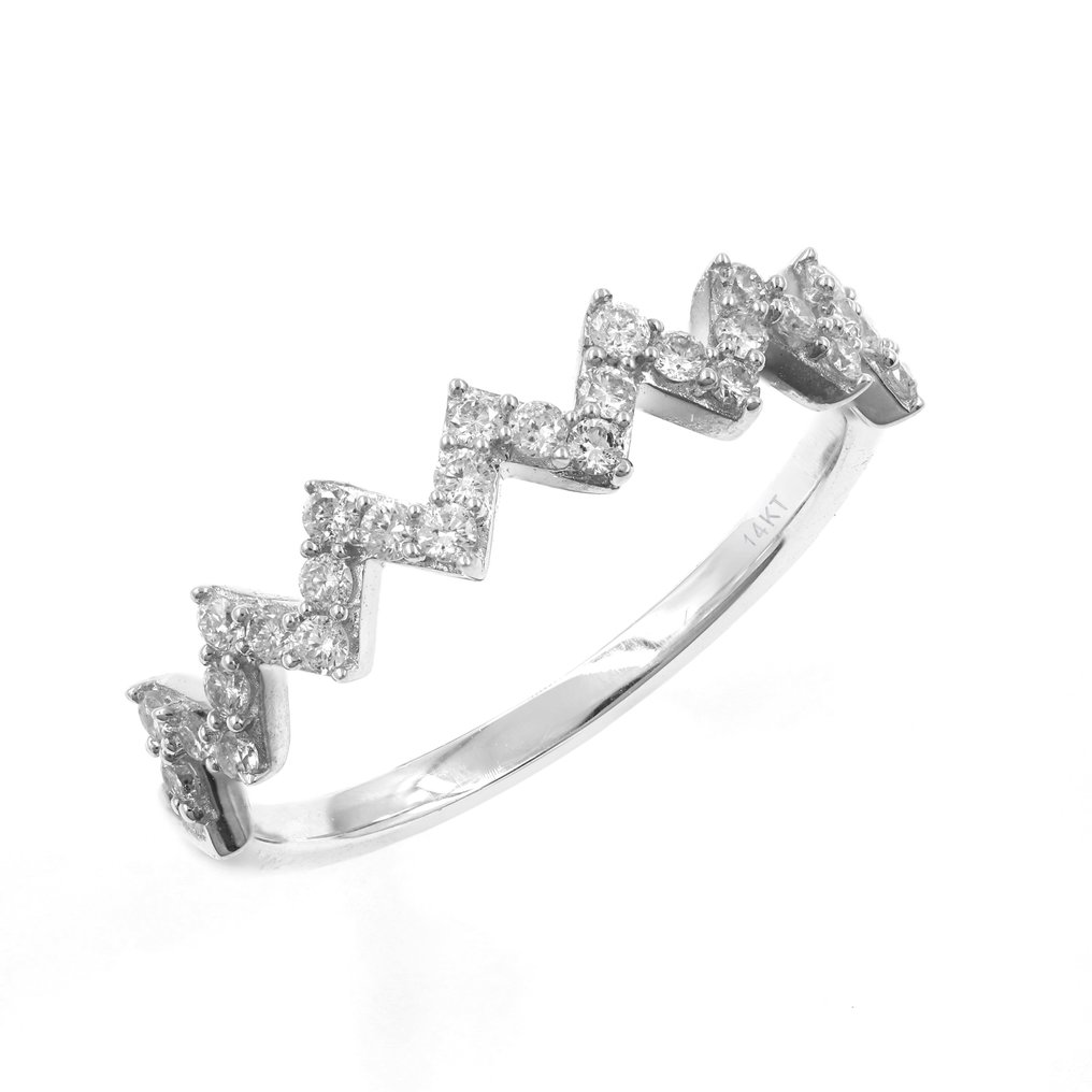 Ring - 14 kt Vittguld -  0.30 tw. Diamant  (Natural) #1.2