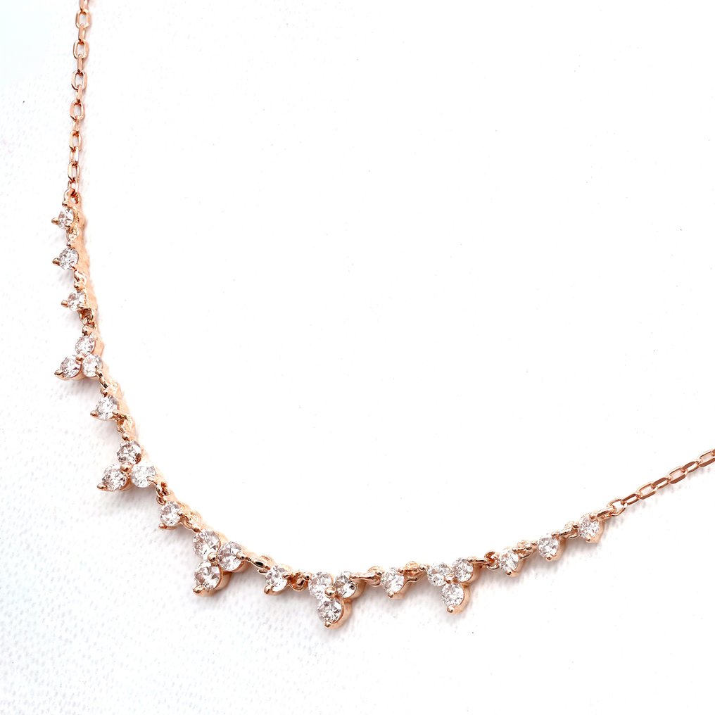 Necklace with pendant - 18 kt. Rose gold -  0.52 tw. Diamond  (Natural) #2.1