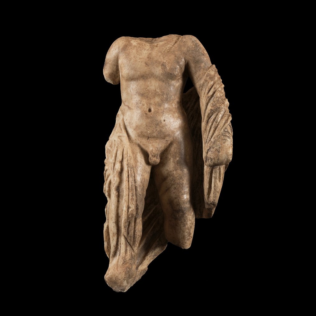 Romersk antik Marmor Vigtig Ganymedes torso. 2. århundrede e.Kr. 47 cm H. Spansk eksportlicens og fransk pas #1.1