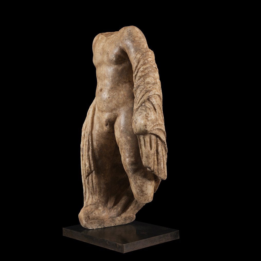 Antigua Roma Mármol Importante torso de Ganímedes. Siglo II d.C. 47 cm H. Licencia de Exportación Española y Pasaporte #1.2