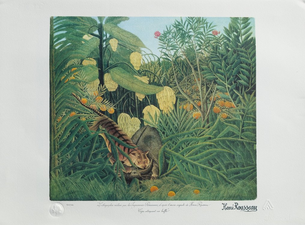 Henri Rousseau, dit Le Douanier Rousseau (1844-1910) - Tigre attaquant un Buffle #1.0