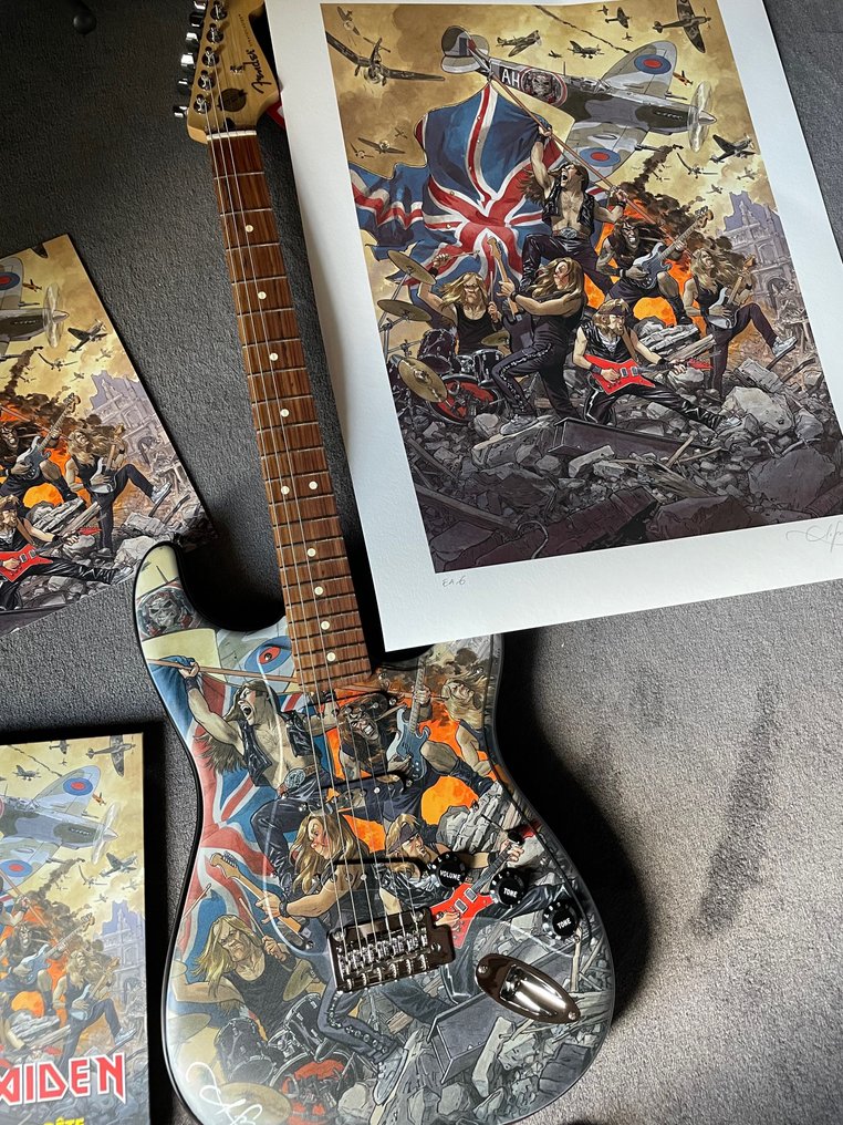 Iron Maiden - Fender Stratocaster Art Guitar – Iron Maiden Design by Juanjo Guarnido – Limited Edition 6/12 + - 2025 - Hand signed in person, Limited & numbered edition, Certificate #1.0