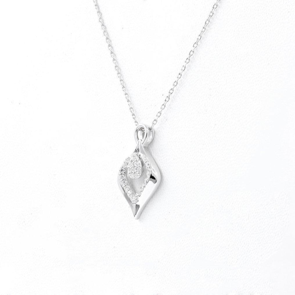 18 kraat Hvidguld - Halskæde med vedhæng - 0.15 ct Diamant #1.2