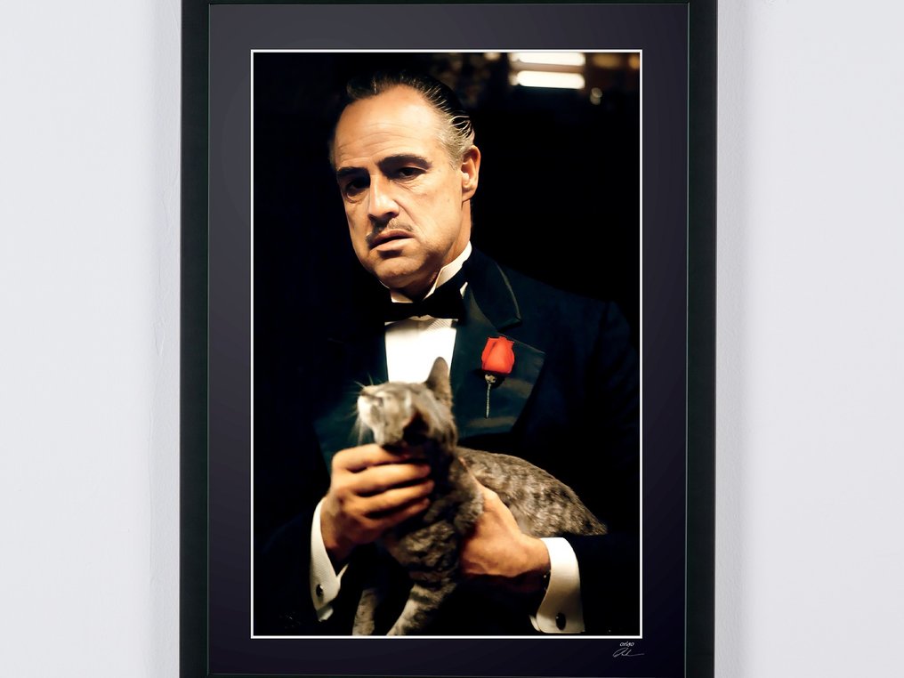 The Godfather, Marlon Brando as "Don Vito Corleone" - Fine Art Photography - Luxury Wooden Framed 70X50 cm - Limited Edition Nr 05 of 30 - Serial ID 20511 - Original Certificate (COA), Hologram - 100% New. Shipping Reduction from 3 items #3.2
