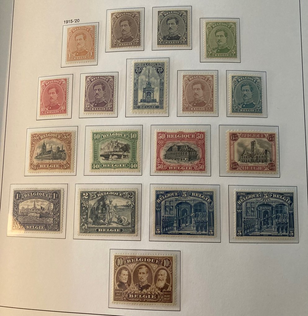 比利时 1915 - 包含 Veurne '5 FRANKEN' 的完整系列 - OBP/COB 135/49 #1.0