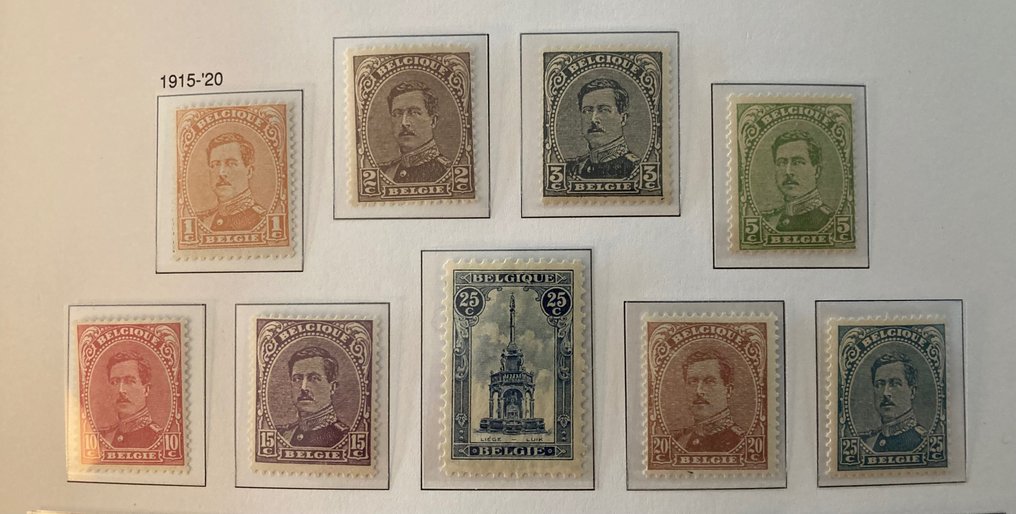 比利时 1915 - 包含 Veurne '5 FRANKEN' 的完整系列 - OBP/COB 135/49 #3.2