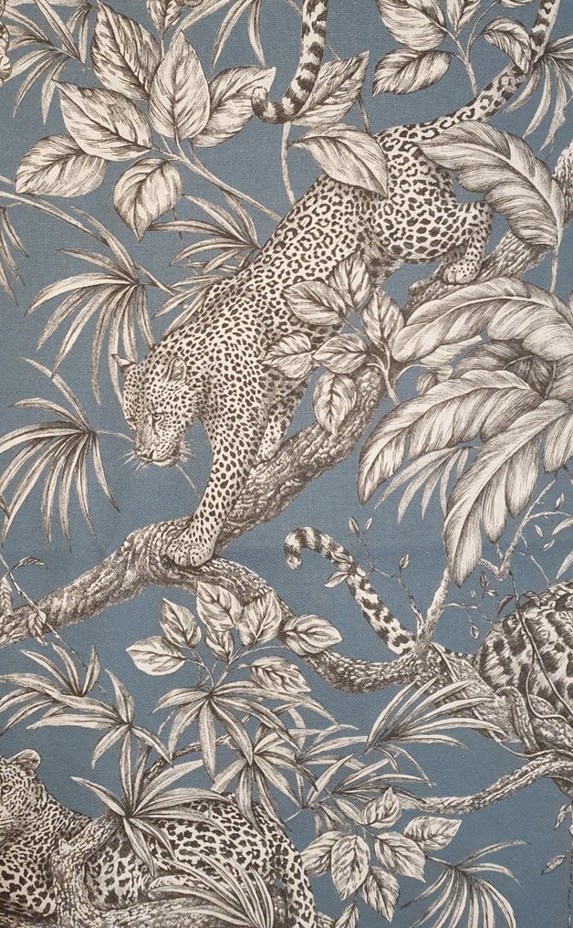 Geen reservering! TESSUTO exclusief oosters met Leopardi in de jungle - blauwe duif. - Textiel - 200 cm - 280 cm #1.0